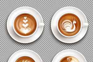 Latte Art Top View Icon Set