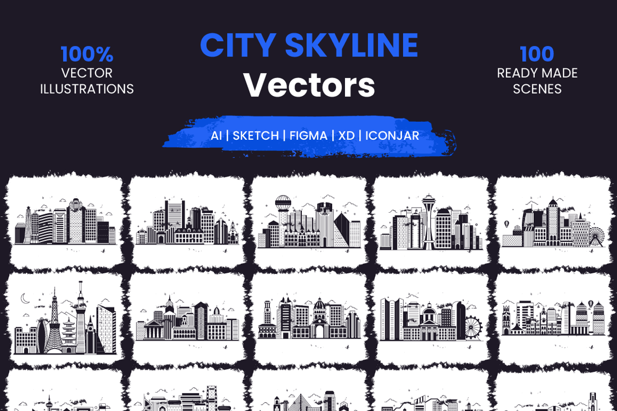 City Skyline Vectors, a Background Graphic by Brickclay (Photo 1 of 6)
