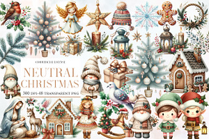 Watercolor Neutral Christmas Clipart, an Illustration by Designworld