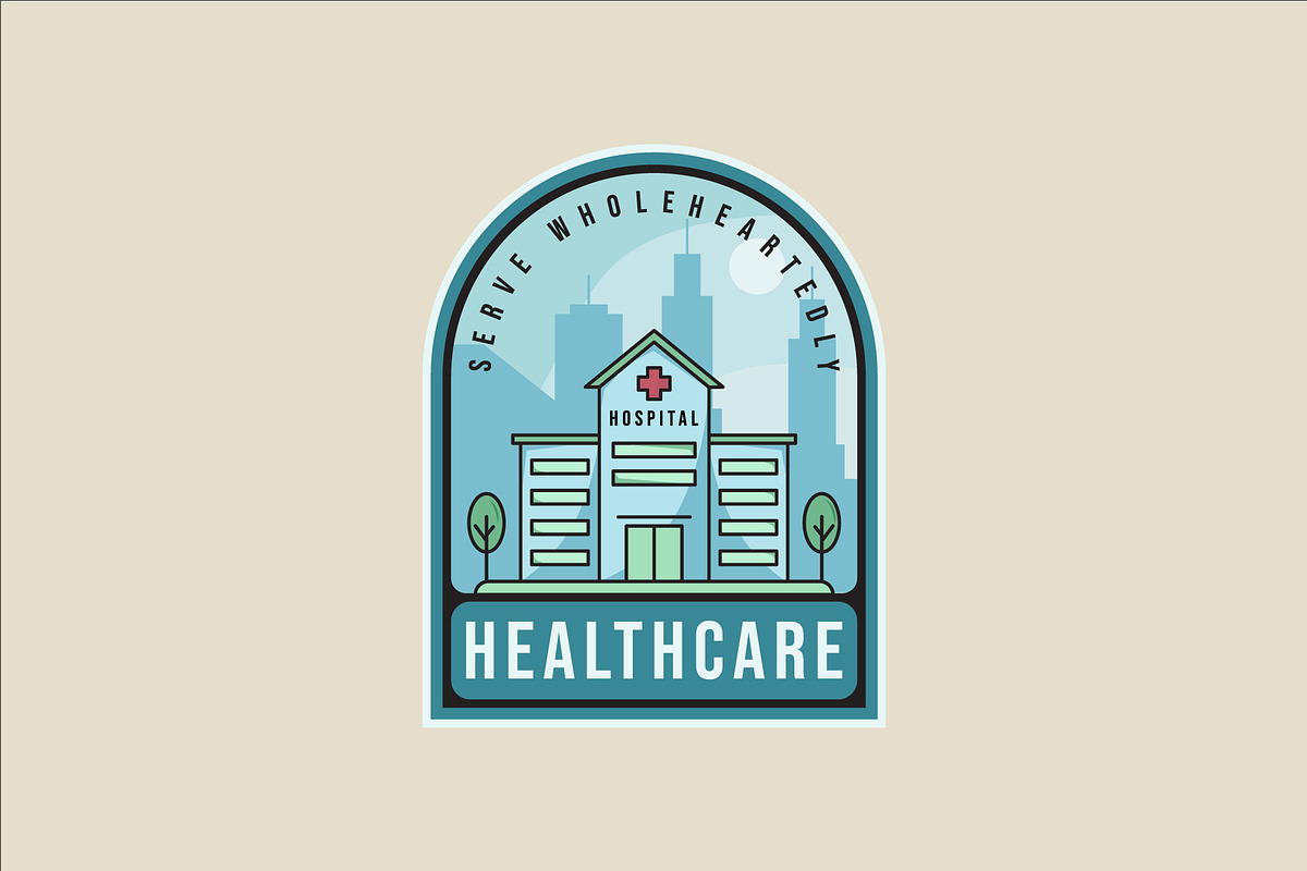 hospital building emblem logo line, a Branding & Logo Template by zyxroun shop