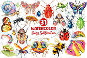 Watercolor Bugs Sublimation Clipart, an Illustration by Dream Creation (Thumbnail 1 of 6)