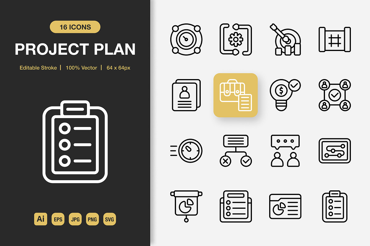 Project Plan Outline Icons, an Outline Icon by Spacepixel Creative