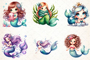 Cute Mermaid Clipart, an Illustration by DreamCafeArt (Thumbnail 2 of 5)