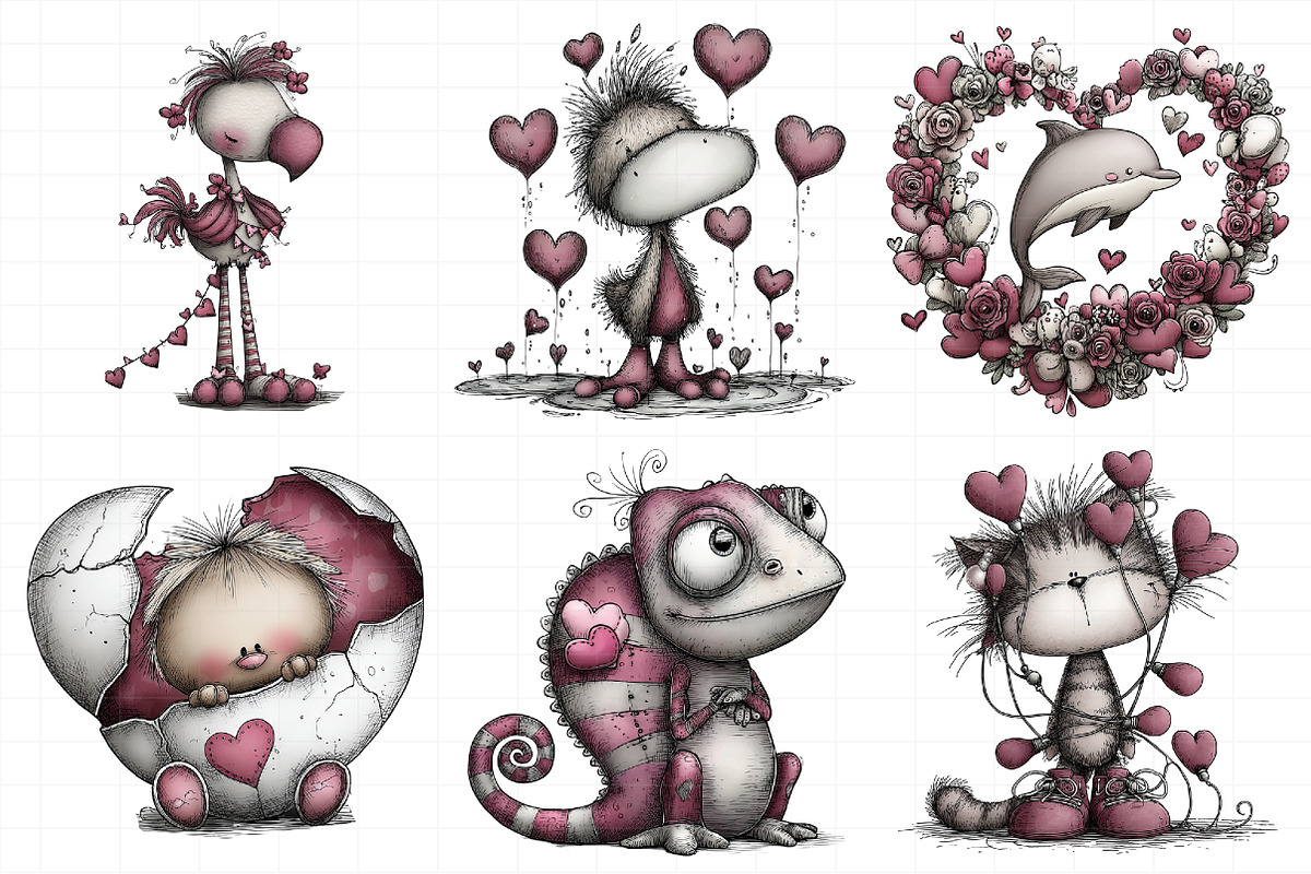 Whimsical Valentine Animals Clipart, an Illustration by Daily.Designs (Photo 8 of 8)