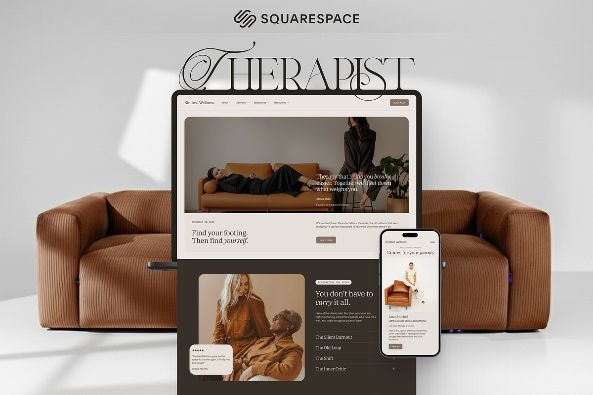 Squarespace Template for Therapists, a Squarespace Template by Glowup Online (Photo 1 of 7)