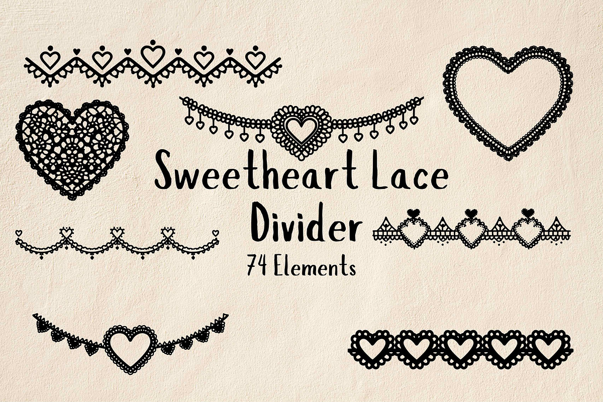 Sweetheart Lace Dividers, an Object Graphic by Pattern Whimsy