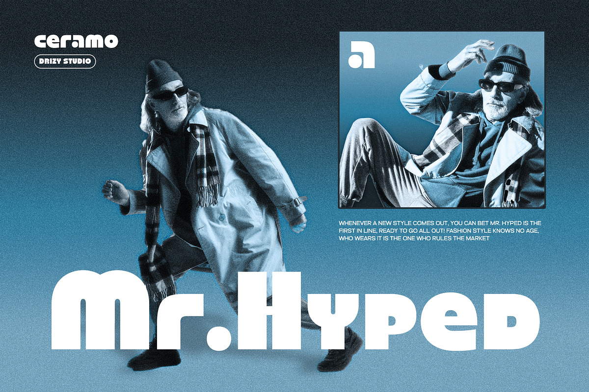 Ceramo – Retro Geometric Display, a Sans Serif Font by Drizy (Photo 9 of 10)