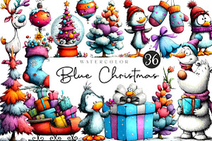 Whimsical Icy Blue Christmas Bundle, an Illustration by CreationArt