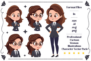 Businesswoman Character Vector Pack, a Work Illustration by NexaLine