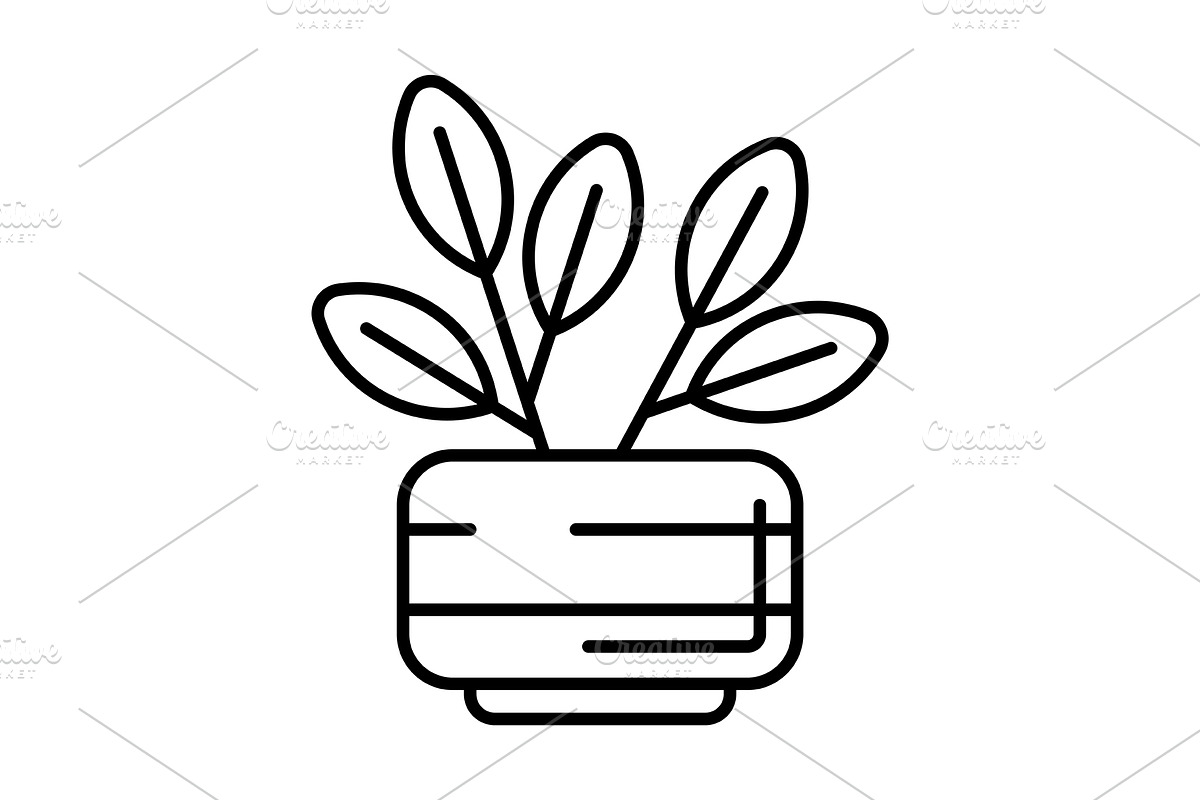Flower in pot icon., an Outline Icon by incomible