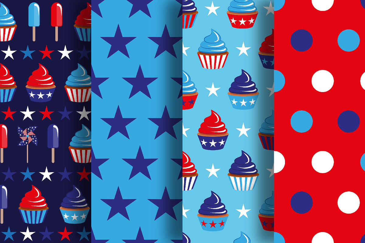 Seamless American Party Patterns, a Pattern Graphic by Iryna Denysova (Photo 6 of 13)