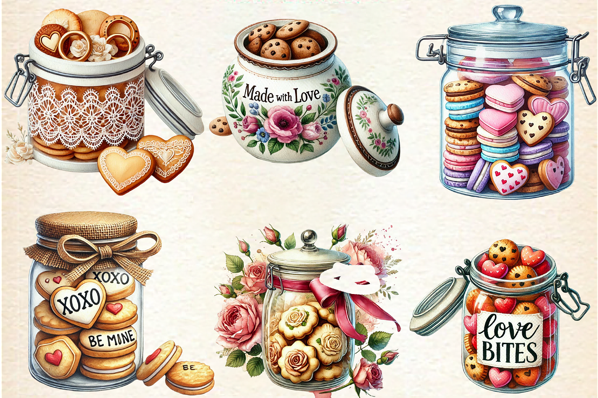 Valentine Clipart, Valentine Cookie, a Seasonal Illustration by DreamArtGraphic (Photo 2 of 5)