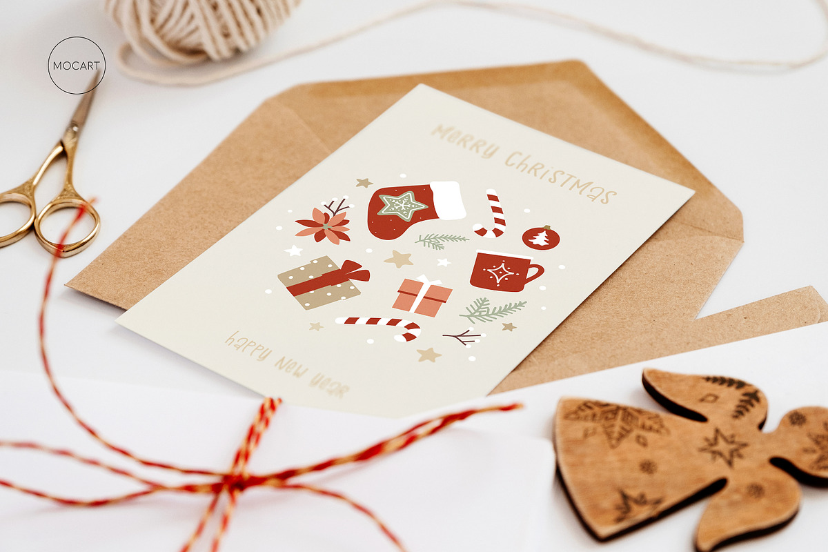 Christmas postcard mockup set 1 v2, a Print Template by Mocart (Photo 3 of 14)