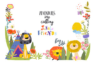Cute Cartoon Lions Sitting Near, an Animal Illustration by Maria Starus