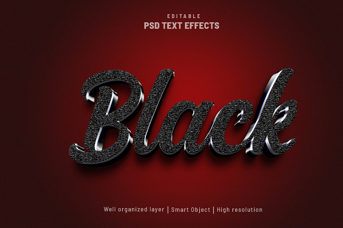 Black editable text effect PSD, a Layer Style Add-On by mdmijanur0187