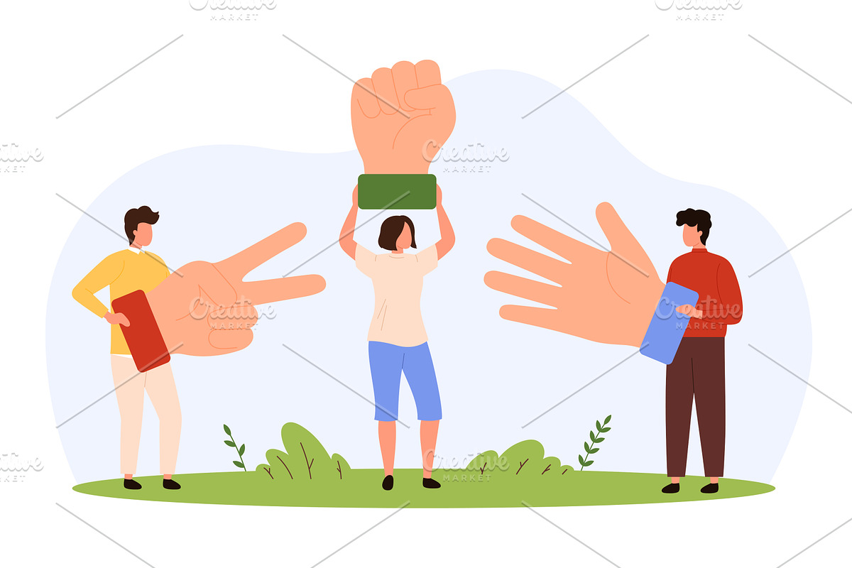 Playing Rock Paper Scissors, a Person Illustration by Flashvector