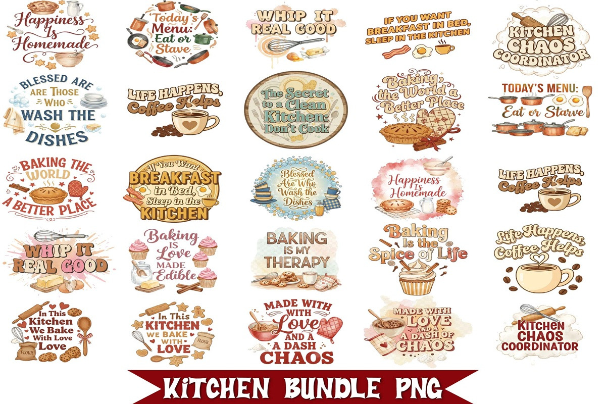 Funny Kitchen Quotes PNG Bundle, a Graphic by Digi_Design_World (Photo 2 of 7)