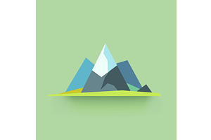 simple mountains colored icon on, an Illustration by IfH