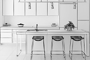 Kitchen C - High End Apartment, an Architecture 3D Model by 3DCargo (Thumbnail 12 of 12)