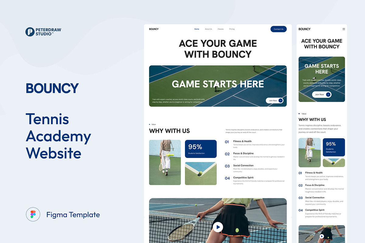 Tennis Academy Website UI Figma, an UI Kit Template by peterdraw (Photo 1 of 7)