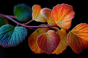 Autumn leaves branch vibrant colors, a Photo by Pixeness Studio