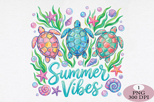 Summer Vibes Turtle PNG, an Illustration by Daily.Designs