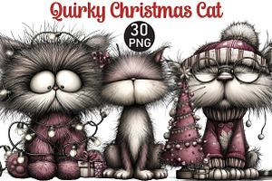 Quirky Christmas Cat, an Illustration by Black Bird Studio