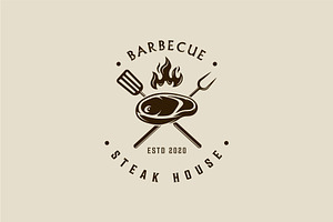 barbecue steak logo vintage vector, a Branding & Logo Template by zyxroun shop