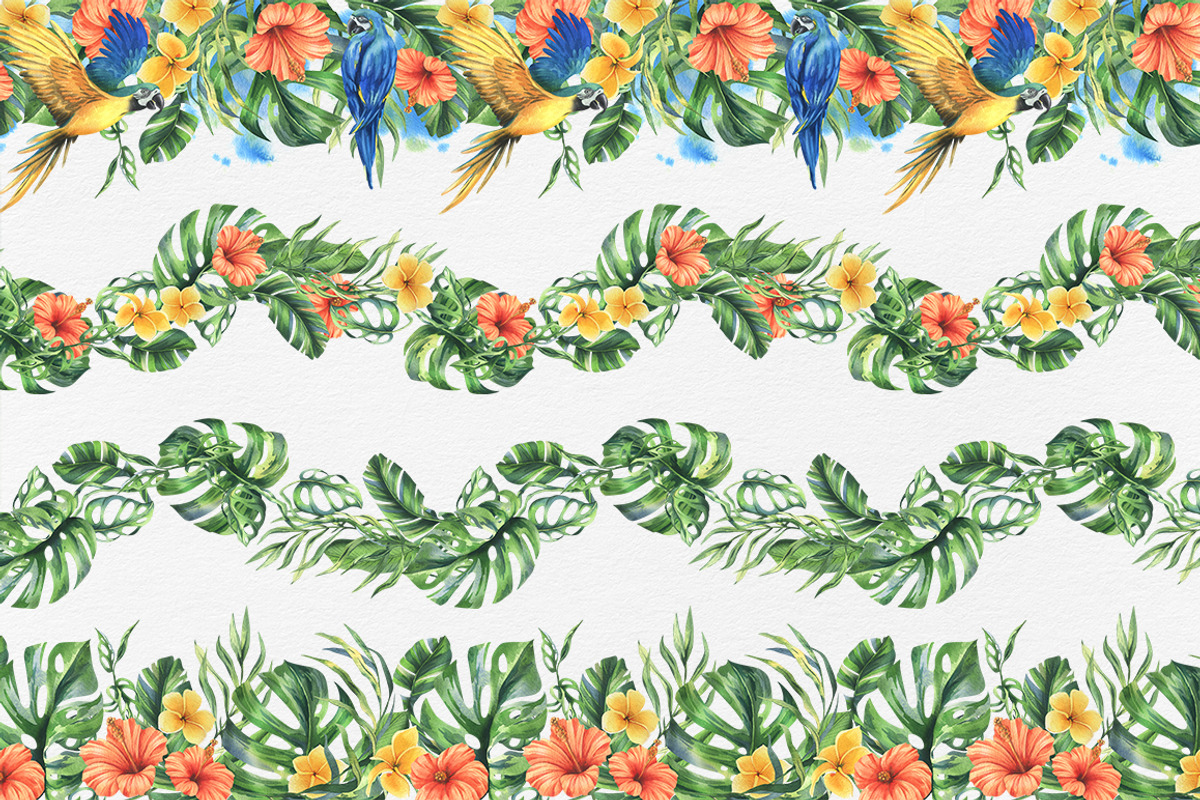 Parrots & tropical leaves watercolor, an Animal Illustration by NATASHA CHU (Photo 14 of 21)