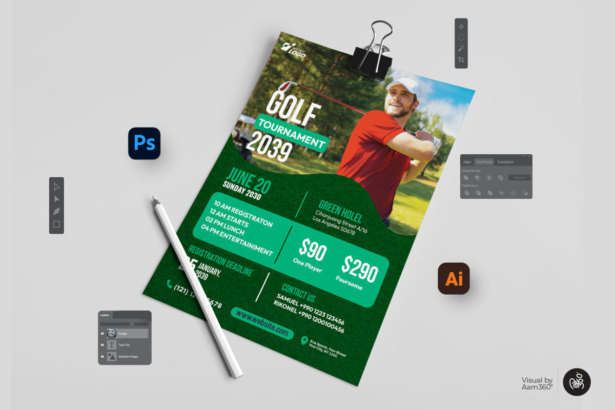 Golf Tournament Flyer Template, a Flyer Template by Aam360 (Photo 3 of 3)