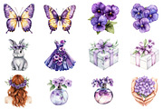 Watercolor Pansy Garden Clipart, an Illustration by CitraGraphics (Thumbnail 2 of 5)