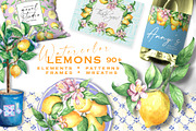 LEMONS Watercolor clipart set, an Object Illustration by GevelStudio (Thumbnail 1 of 16)