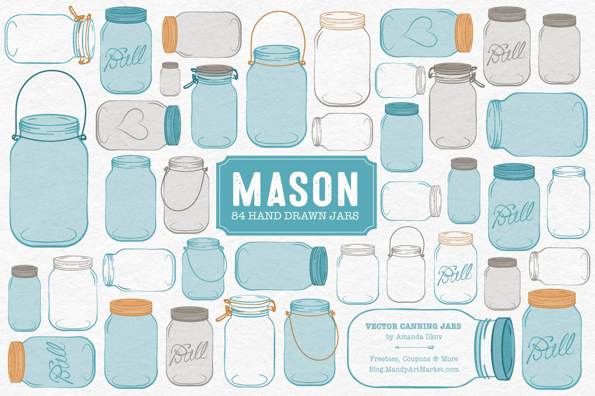 Vintage Blue Jar Vectors & Clipart, an Illustration by Amanda Ilkov (Photo 1 of 4)
