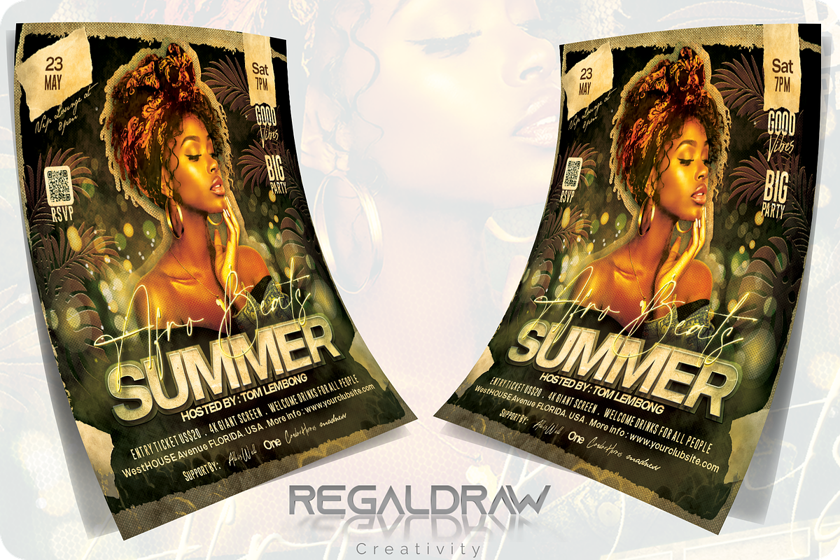 Afro Beat Summer Flyer Template, a Flyer Template by regalDRAW (Photo 2 of 4)