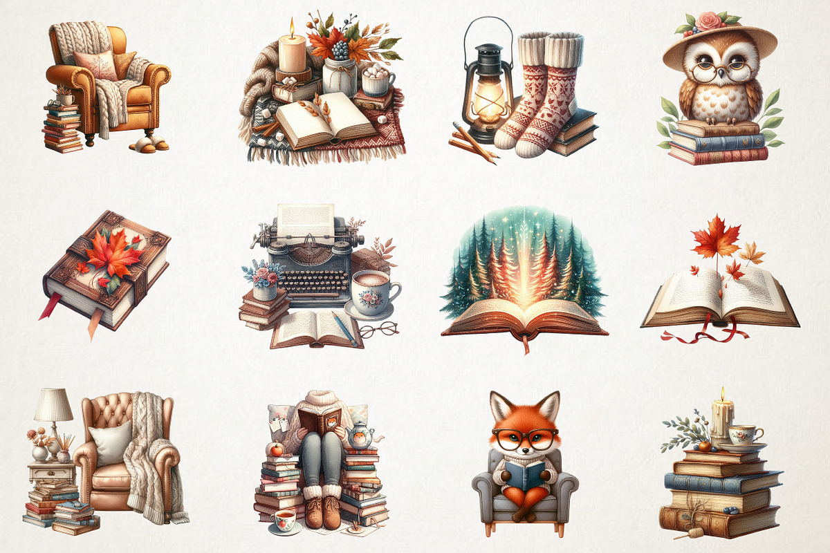 Cozy Reading Clipart, an Illustration by RobertsArt (Photo 5 of 7)