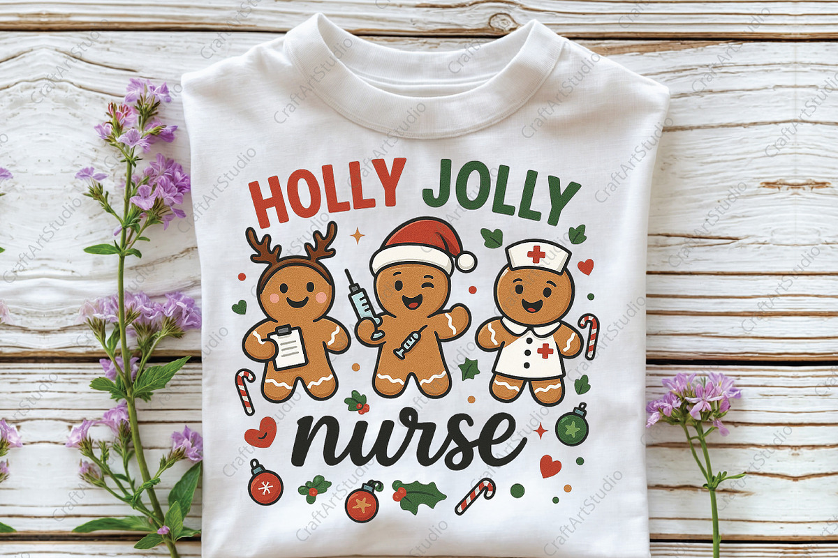 Holly Jolly Nurse Gingerbread Nurse, an Illustration by CraftArtStudio (Photo 3 of 4)