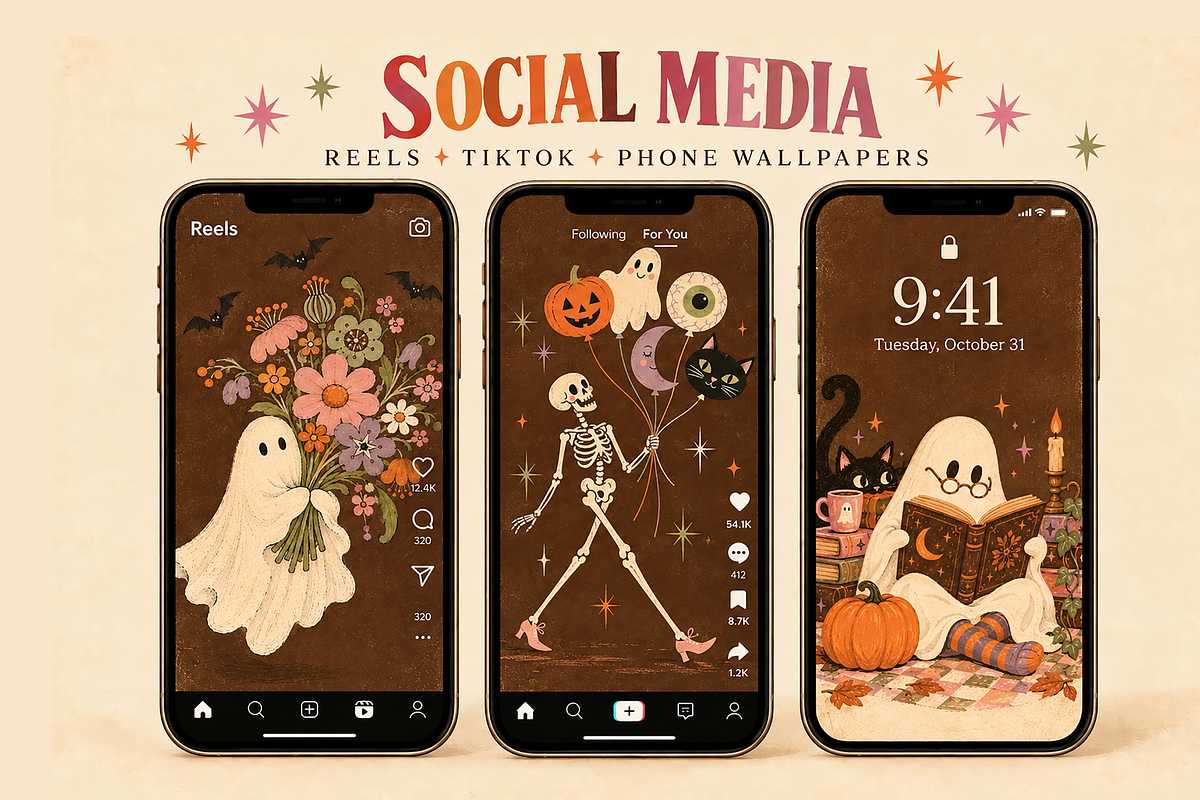Retro Spooky Halloween Illustrations, a Background Graphic by MarisoArt (Photo 4 of 6)