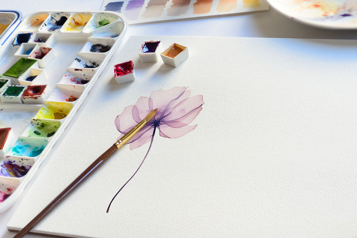 Watercolor Translucent Flower Vector, a Pattern Graphic by Deckar_art (Photo 3 of 5)