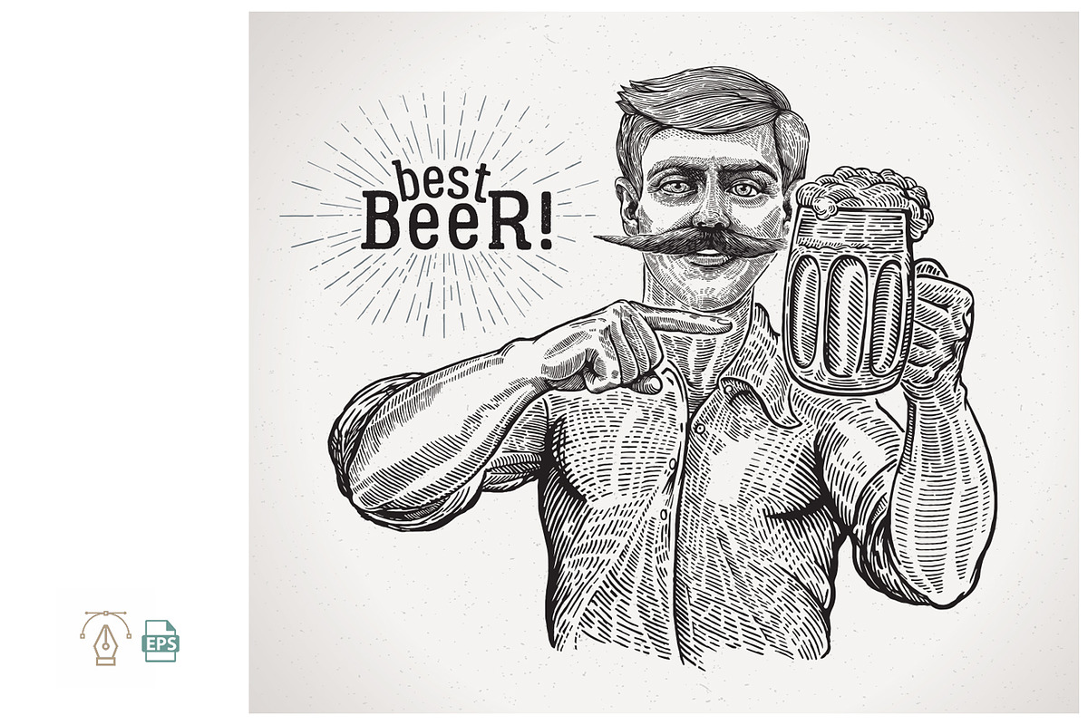 Brewer with mug beer, a Food Illustration by Countryside life (Photo 2 of 8)