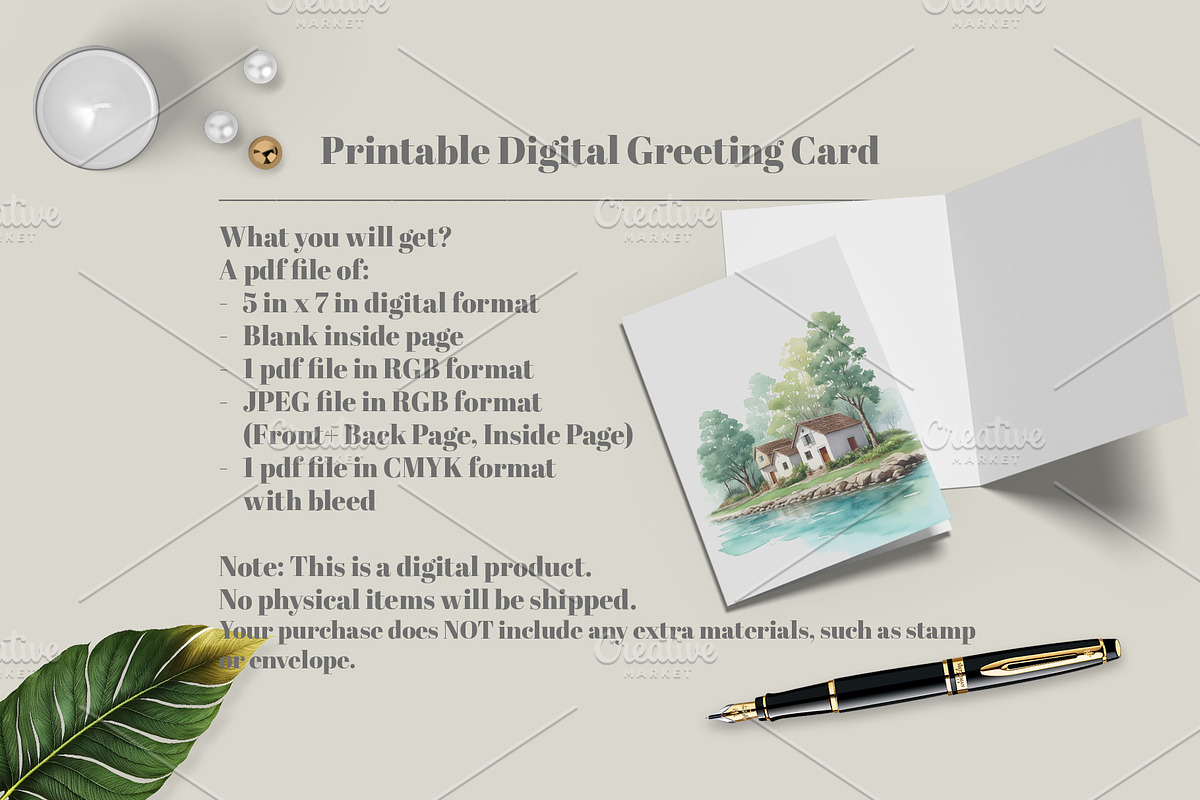 Printable Digital Greeting Cards, a Card Template by Oshin Design