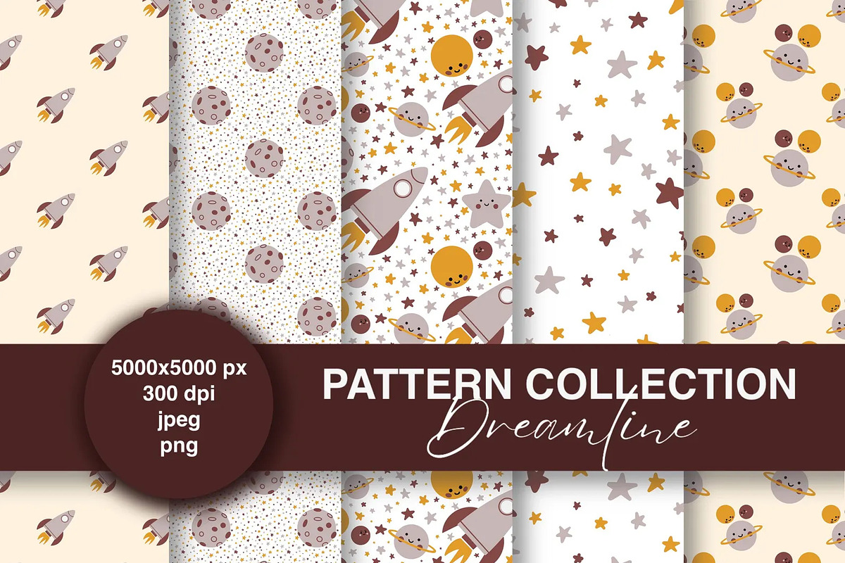 Space rocket seamless pattern, a Pattern Graphic by Dreamline Desings (Photo 1 of 9)