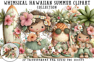 Whimsical Hawaiian Summer Clipart, an Illustration by OK Design