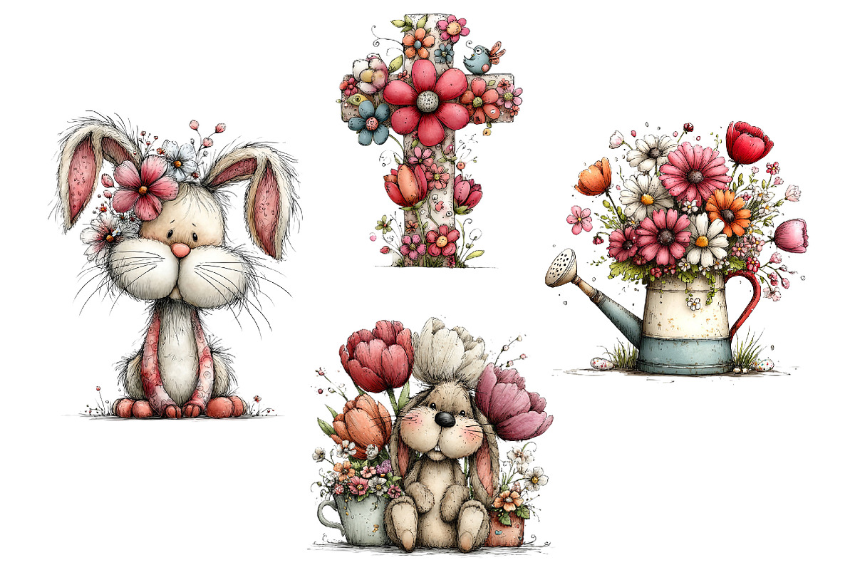 Whimsical Easter Clipart Bundle, an Illustration by Dream Creation (Photo 5 of 6)