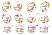 Floral Vintage Sewing Machines, an Object Illustration by CaraulanStore (Thumbnail 8 of 12)