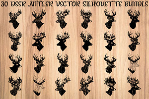 Deer Antler Silhouette Bundle