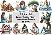 Watercolor Woman Reading Clipart, an Illustration by Daily.Designs (Thumbnail 1 of 5)