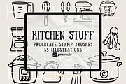 Kitchen Tools Procreate Stamps Brush, a Brush Add-On by HalieKStudio (Thumbnail 1 of 9)