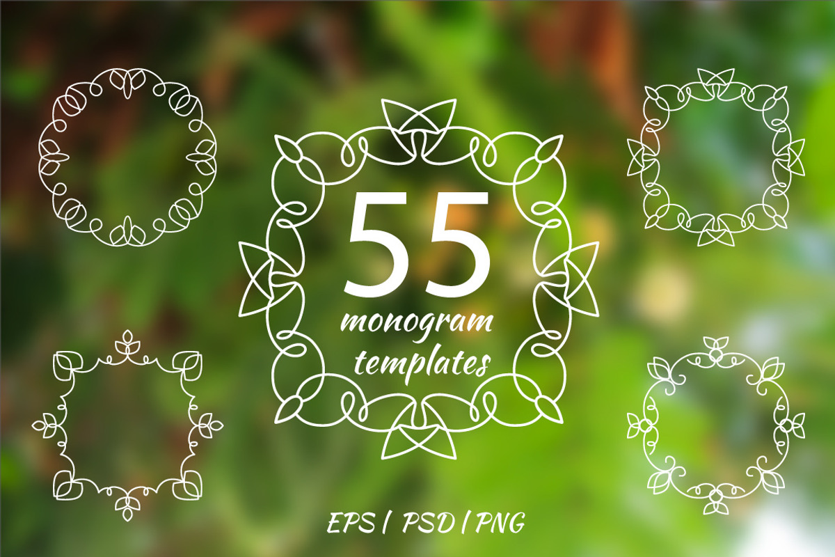 55 decorative monogram templates, a Branding & Logo Template by Mallinka (Photo 1 of 3)