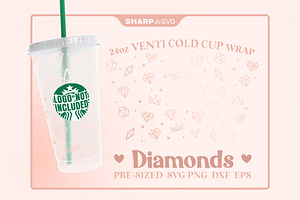 Diamonds SVG For 24 Oz Cup