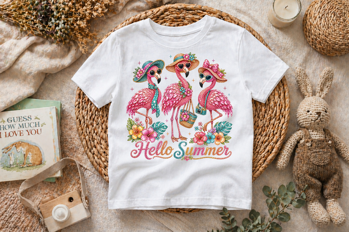 Rhinestone Hello Summer Flamingo PNG, an Illustration by Pixels.Craft (Photo 7 of 8)